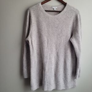 J. Jill Grandmacore Cableknit Beige Multi Women's 90s Oversize Baggy Sweater, L